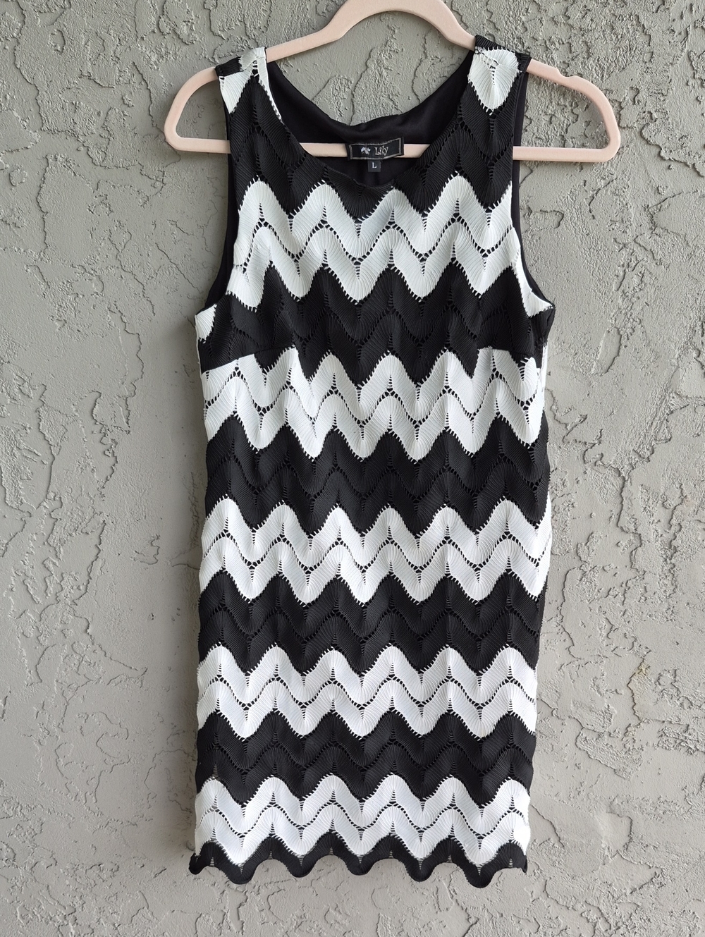 Lily Black and White Chevron Knit Mini Dress